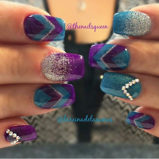 24 Amazing Purple and Teal Nail Designs