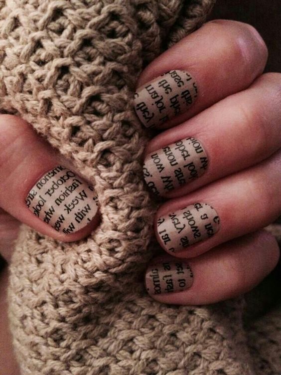 30 Pretty Newspaper Nail Art Designs