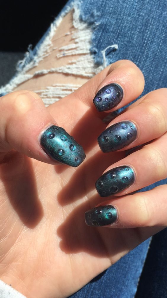 55 Awesome Water Drop Nail Art Designs and Ideas