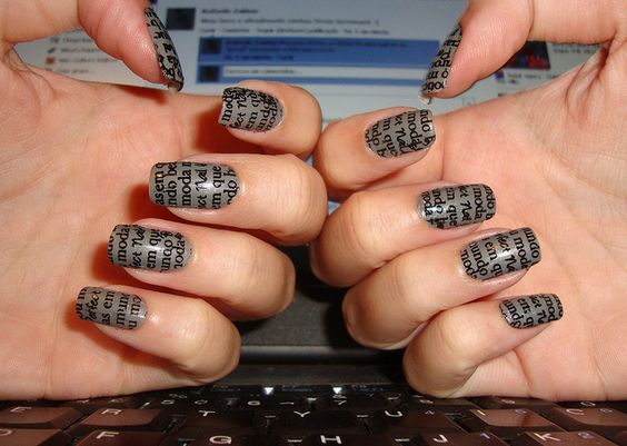 30 Pretty Newspaper Nail Art Designs