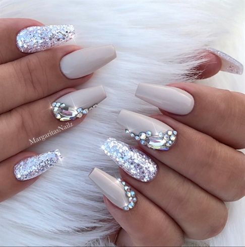 Glitter Diamond Nails for Wedding - SoSo Nail Art