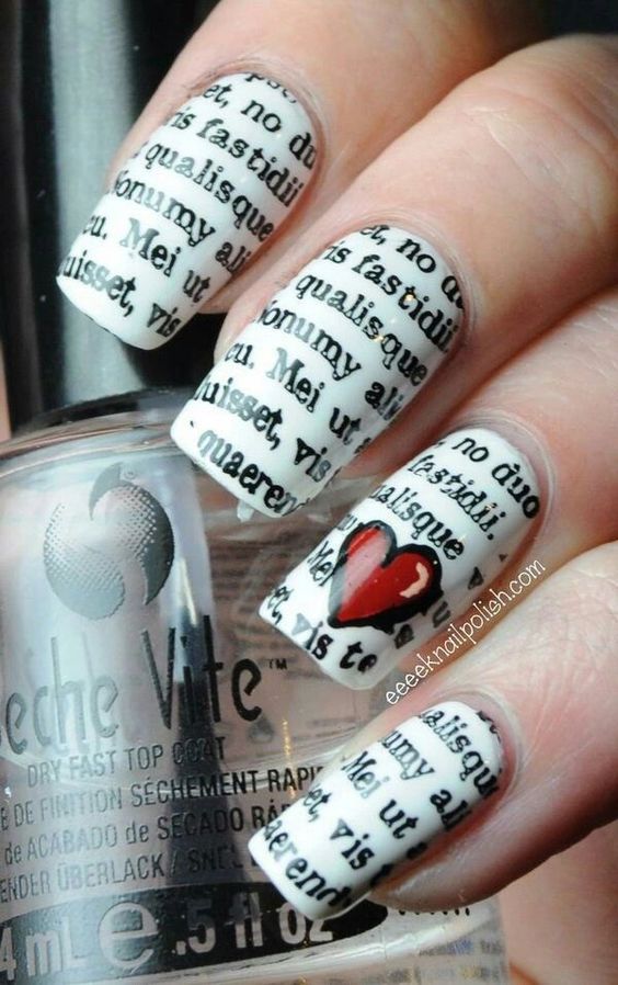 30 Pretty Newspaper Nail Art Designs