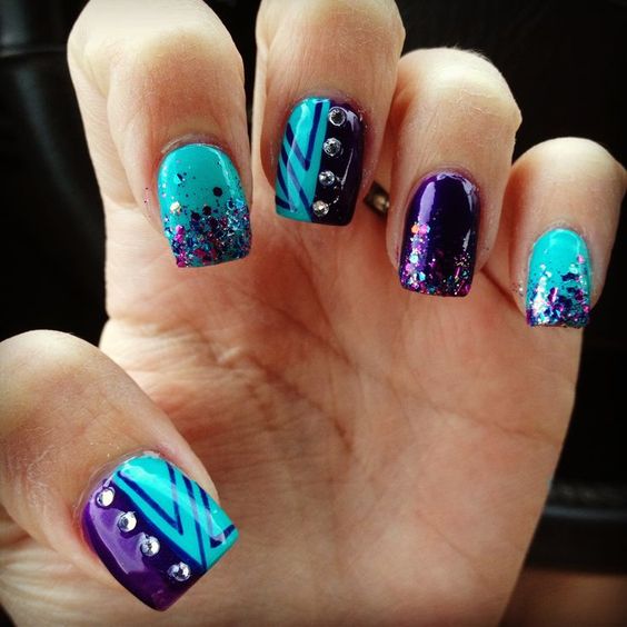 24 Amazing Purple and Teal Nail Designs