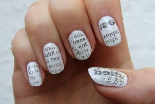 30 Pretty Newspaper Nail Art Designs