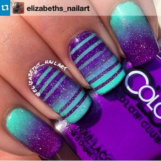 24 Amazing Purple and Teal Nail Designs