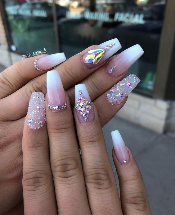 56 Elegant Rhinestone Nail Art Designs