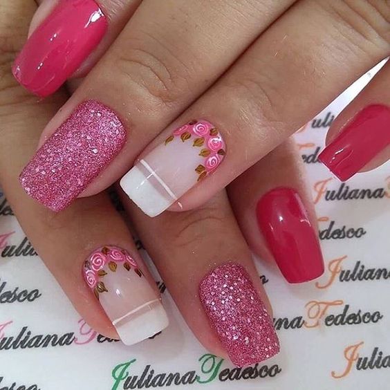 30 Stunning Pink Nails With Glitter Accent