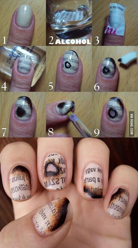 30 Pretty Newspaper Nail Art Designs