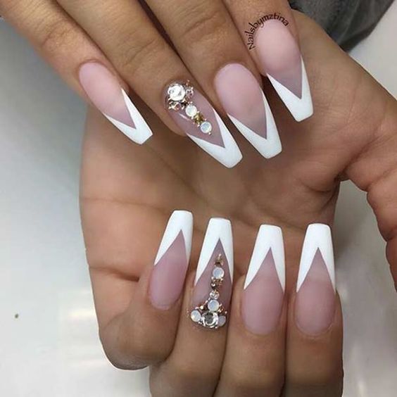 52 Luxury Coffin French Tip Nail Designs