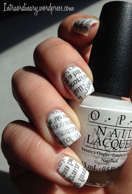 30 Pretty Newspaper Nail Art Designs