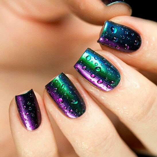 55 Awesome Water Drop Nail Art Designs and Ideas