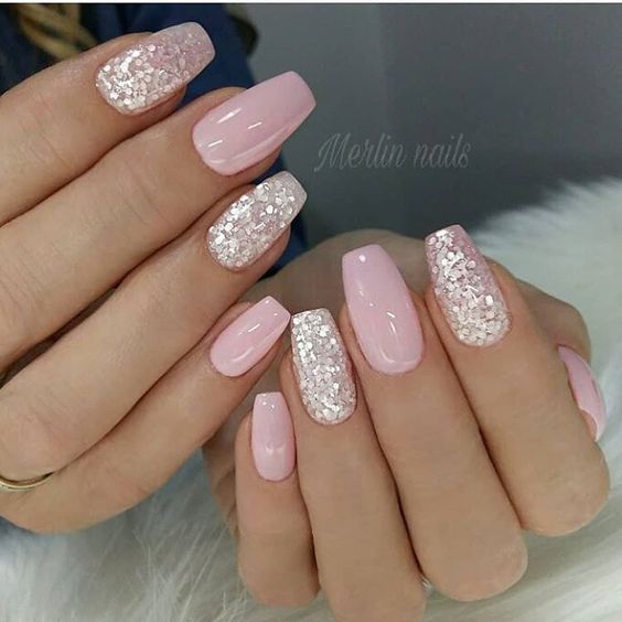 30 Stunning Pink Nails With Glitter Accent