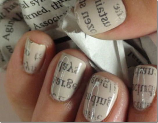 30 Pretty Newspaper Nail Art Designs