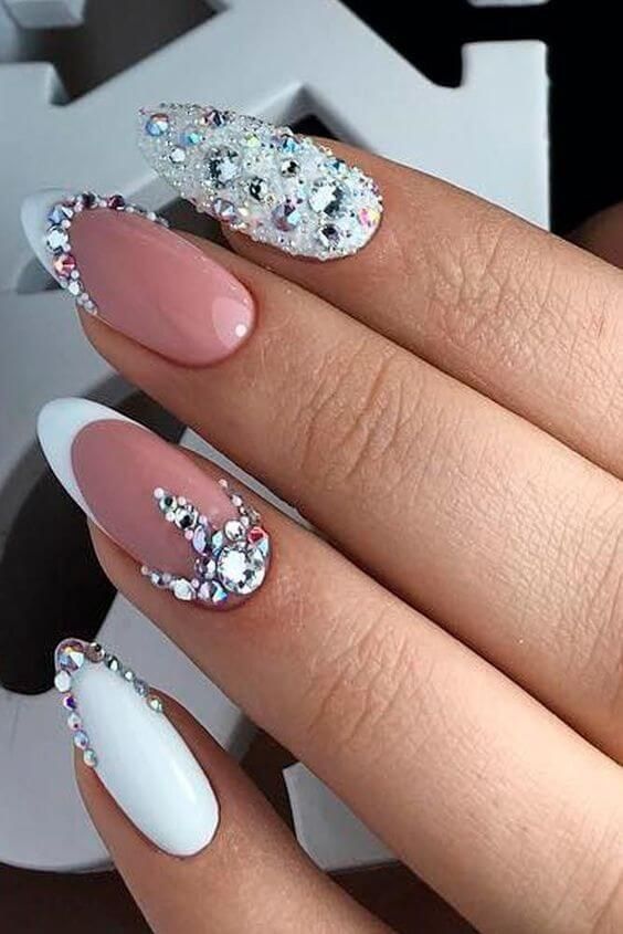 56 Elegant Rhinestone Nail Art Designs