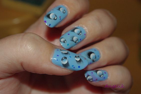 55 Awesome Water Drop Nail Art Designs and Ideas