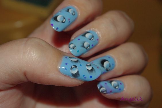 55 Awesome Water Drop Nail Art Designs and Ideas