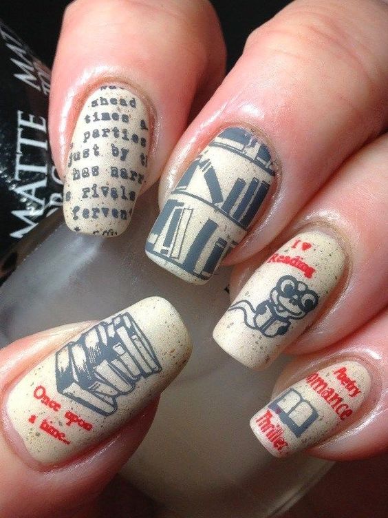 30 Pretty Newspaper Nail Art Designs