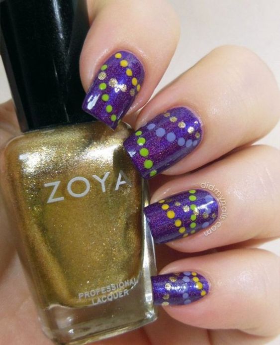 43 Fantastic Mardi Gras Nail Art Designs