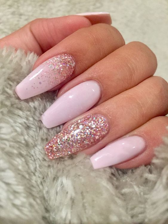 30 Stunning Pink Nails With Glitter Accent