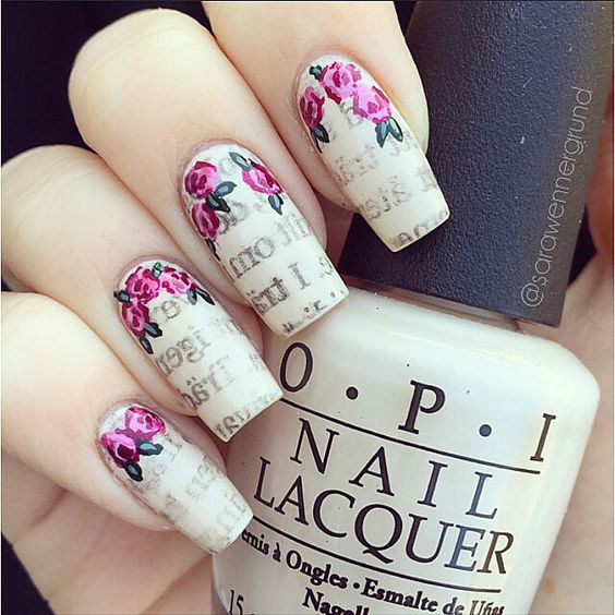 30 Pretty Newspaper Nail Art Designs