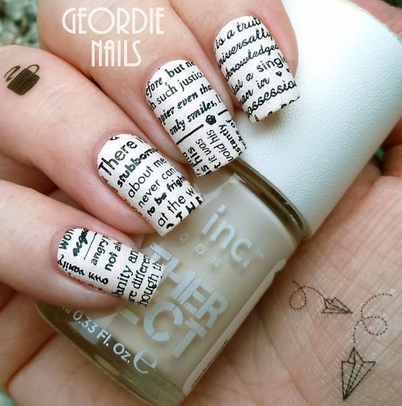 30 Pretty Newspaper Nail Art Designs