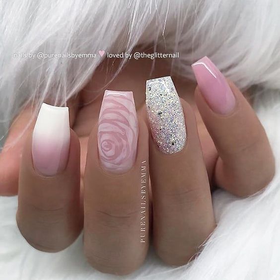 30 Stunning Pink Nails With Glitter Accent