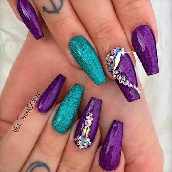 24 Amazing Purple and Teal Nail Designs