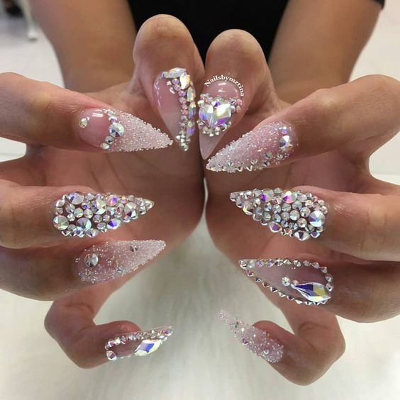 56 Elegant Rhinestone Nail Art Designs