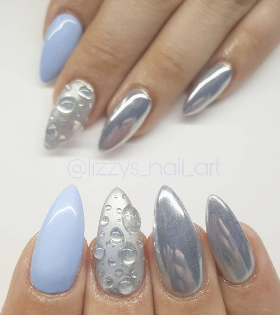 55 Awesome Water Drop Nail Art Designs and Ideas