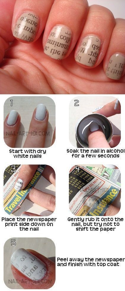 30 Pretty Newspaper Nail Art Designs