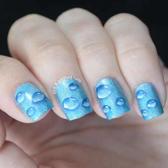 55 Awesome Water Drop Nail Art Designs and Ideas