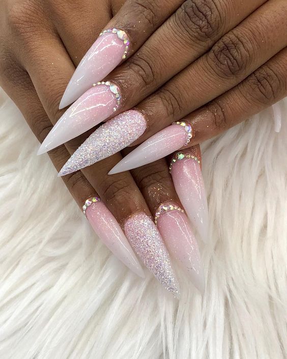 56 Elegant Rhinestone Nail Art Designs