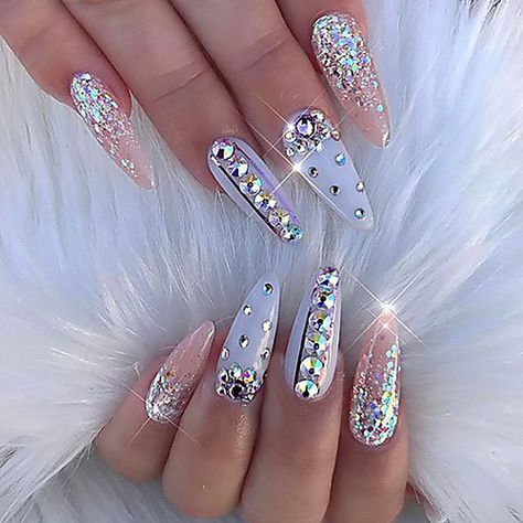 56 Elegant Rhinestone Nail Art Designs