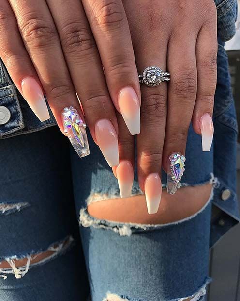 56 Elegant Rhinestone Nail Art Designs