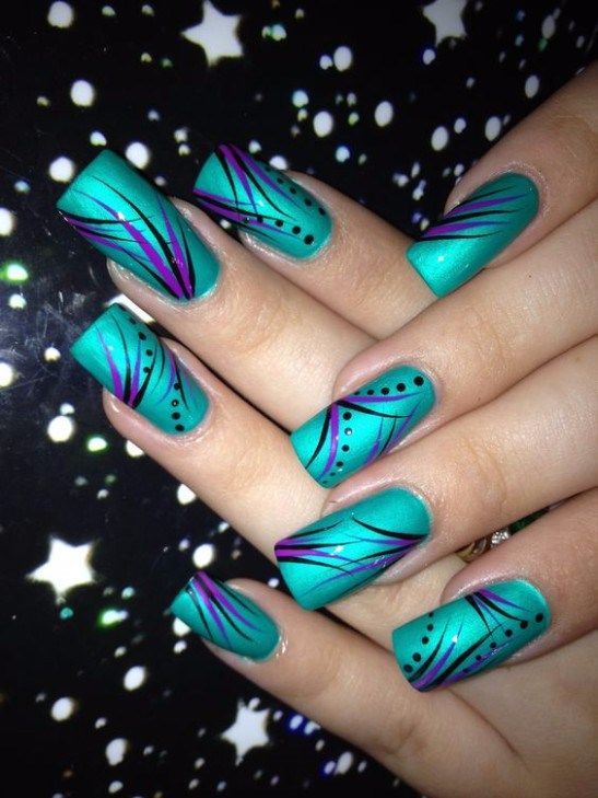 24 Amazing Purple and Teal Nail Designs