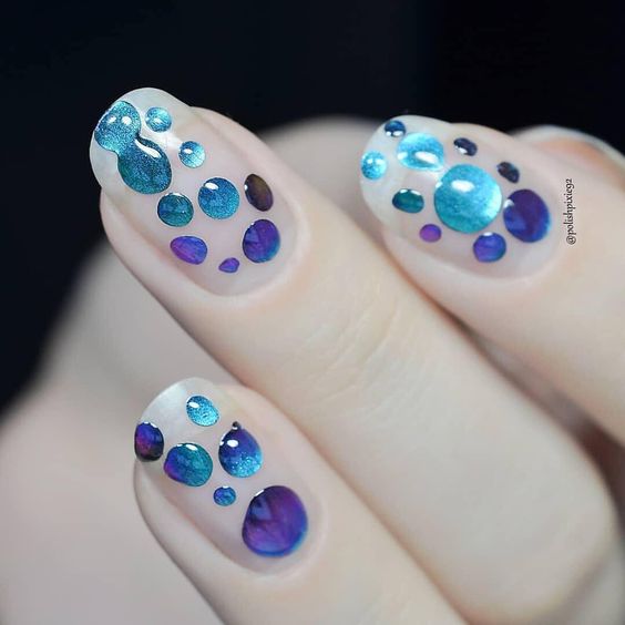 55 Awesome Water Drop Nail Art Designs and Ideas