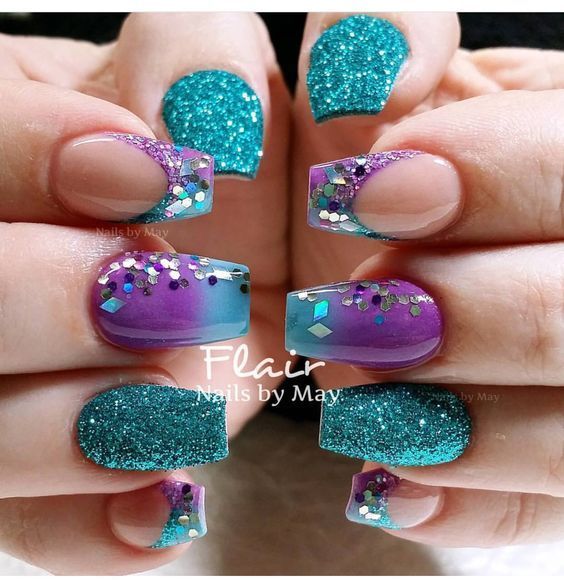 24 Amazing Purple and Teal Nail Designs