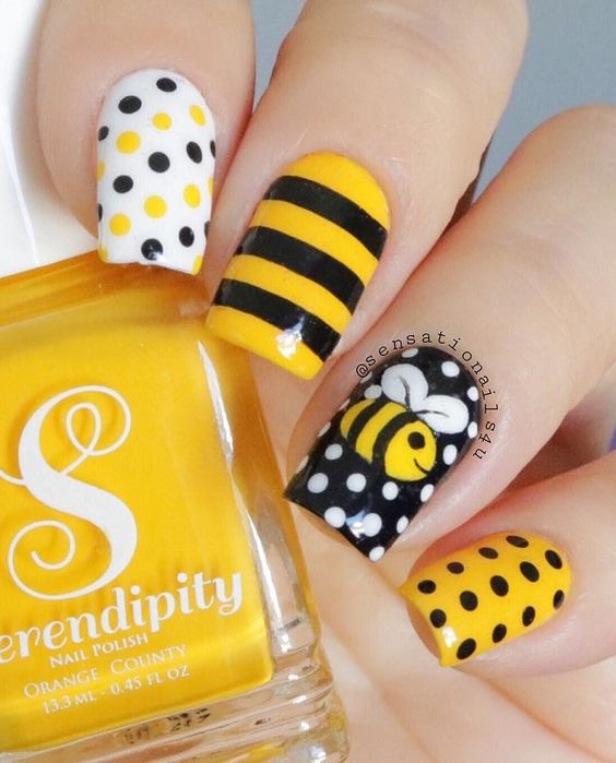 30 Cute Bee Nail Art Designs For Summer