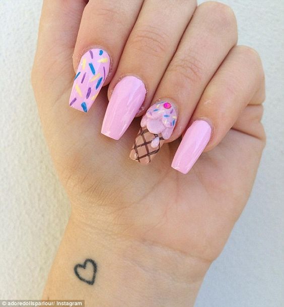 30 Cool Ice Cream Nail Designs For Summer