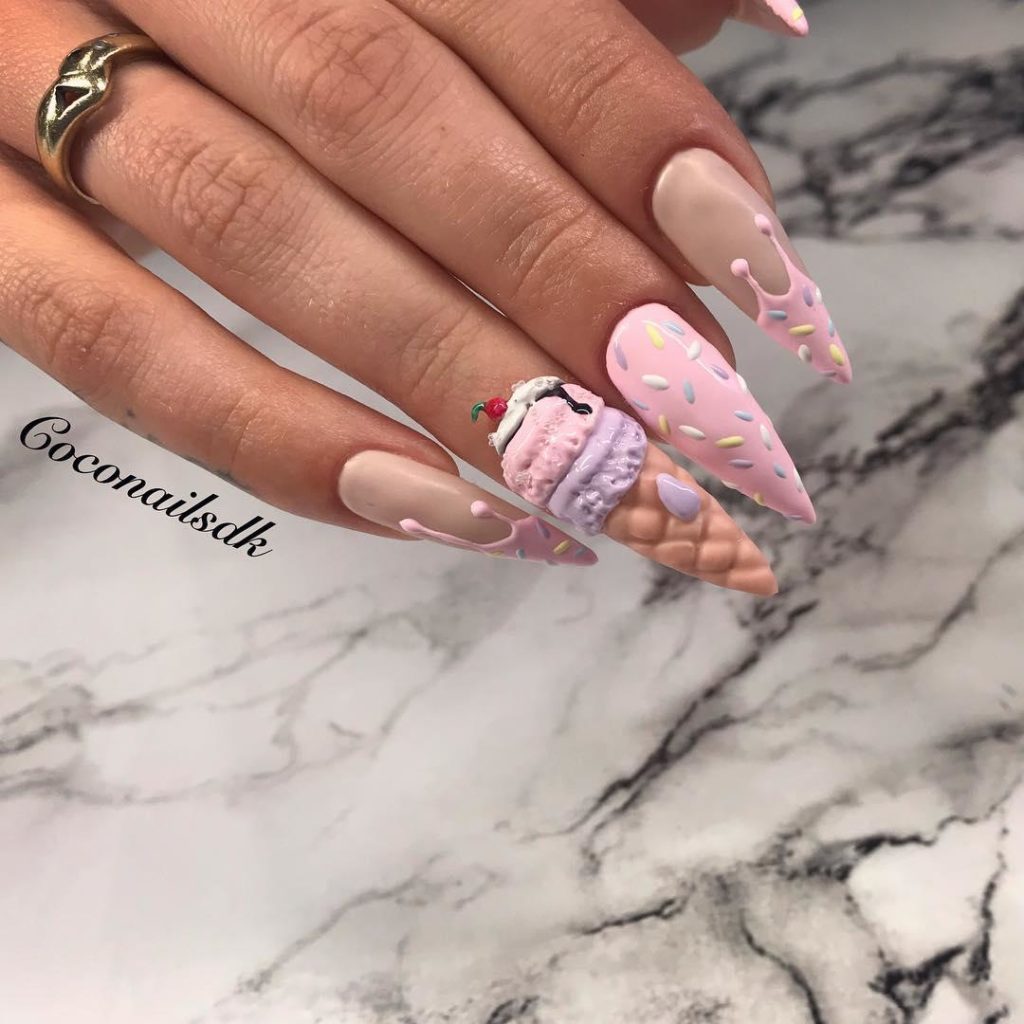 30 Cool Ice Cream Nail Designs For Summer