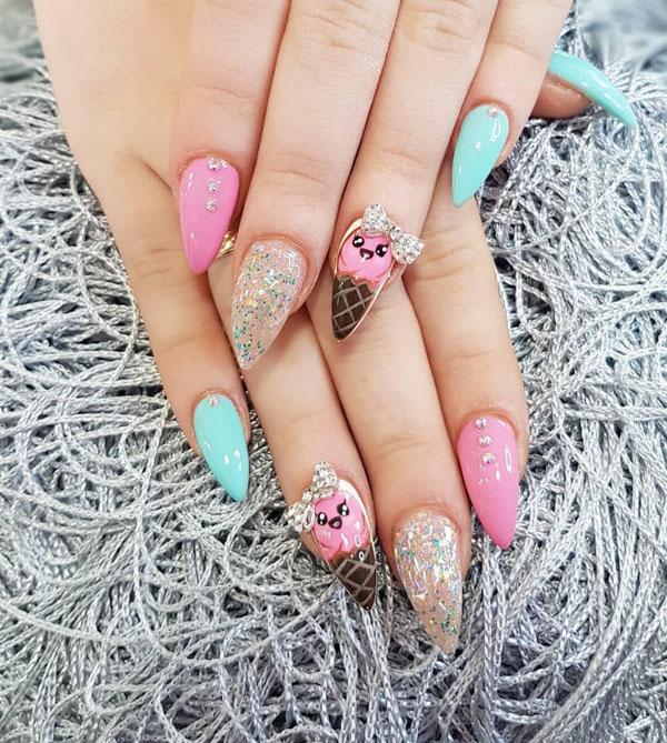 30 Cool Ice Cream Nail Designs For Summer