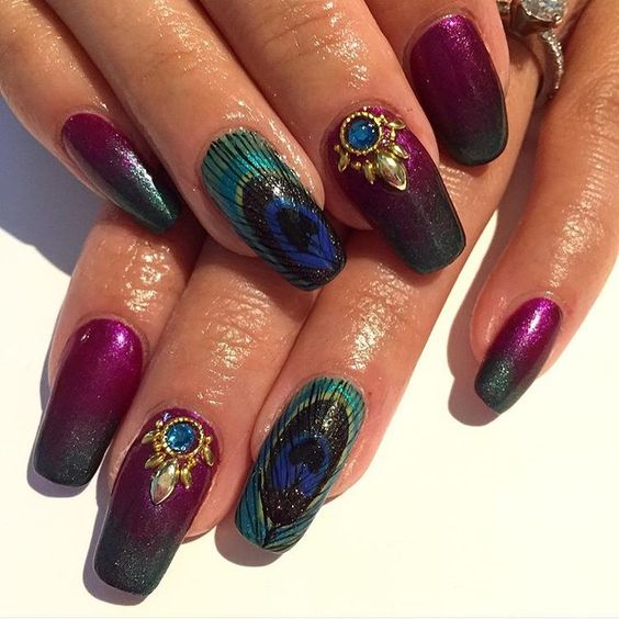 25 Gorgeous Peacock Nail Art Designs