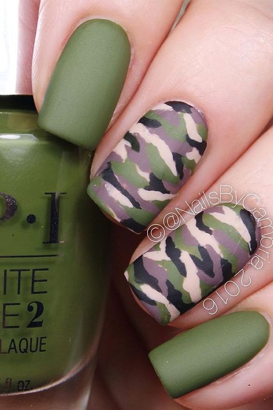 38 Trendy Army Green Nail Designs