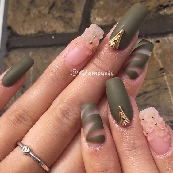 38 Trendy Army Green Nail Designs