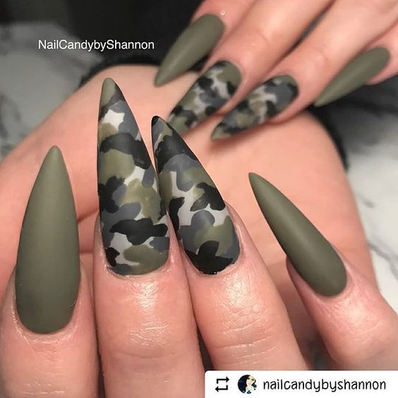 38 Trendy Army Green Nail Designs