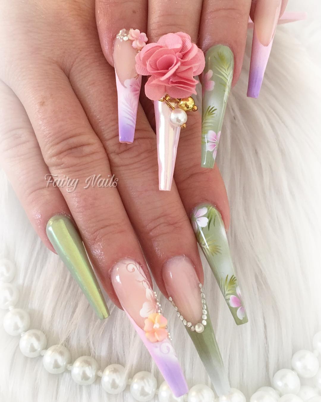 60 Elegant 3D Flower Nail Art Designs