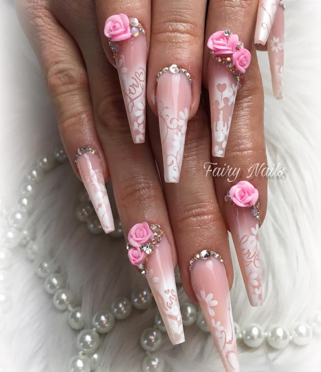 60 Elegant 3D Flower Nail Art Designs