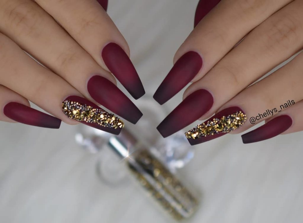 9. Burgundy and nude nail design - wide 9