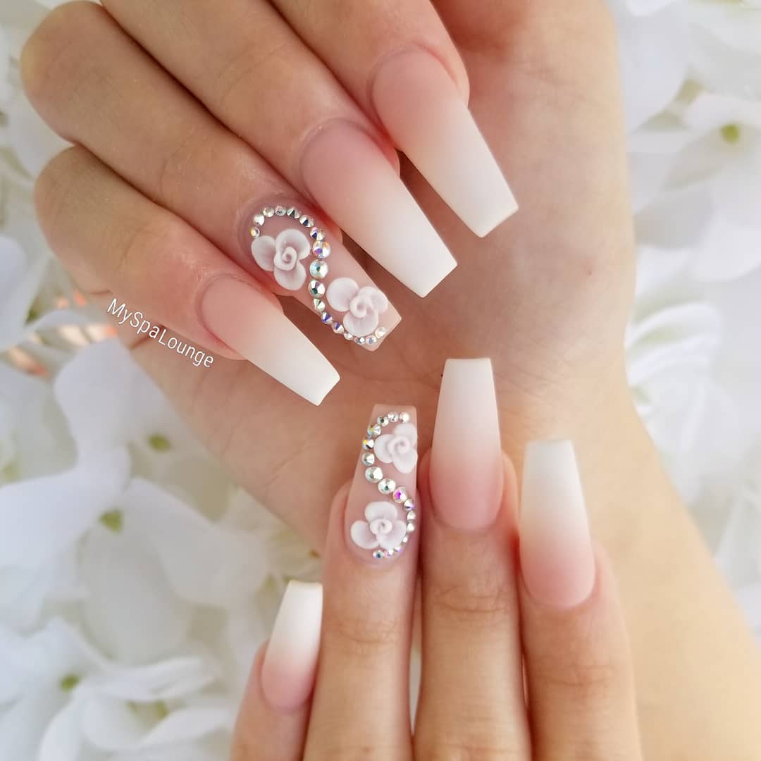 60 Elegant 3D Flower Nail Art Designs