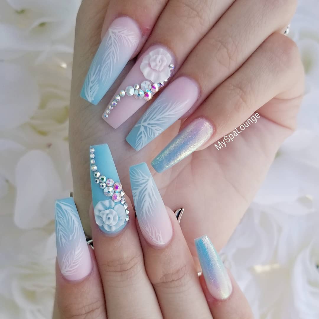 60 Elegant 3D Flower Nail Art Designs